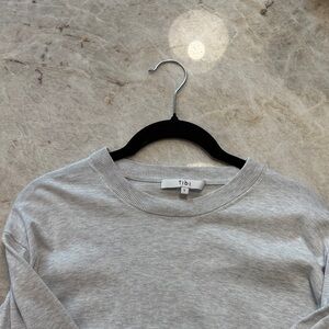 Tibi Light Gray Crewneck Sweater Top - 100% Cotton